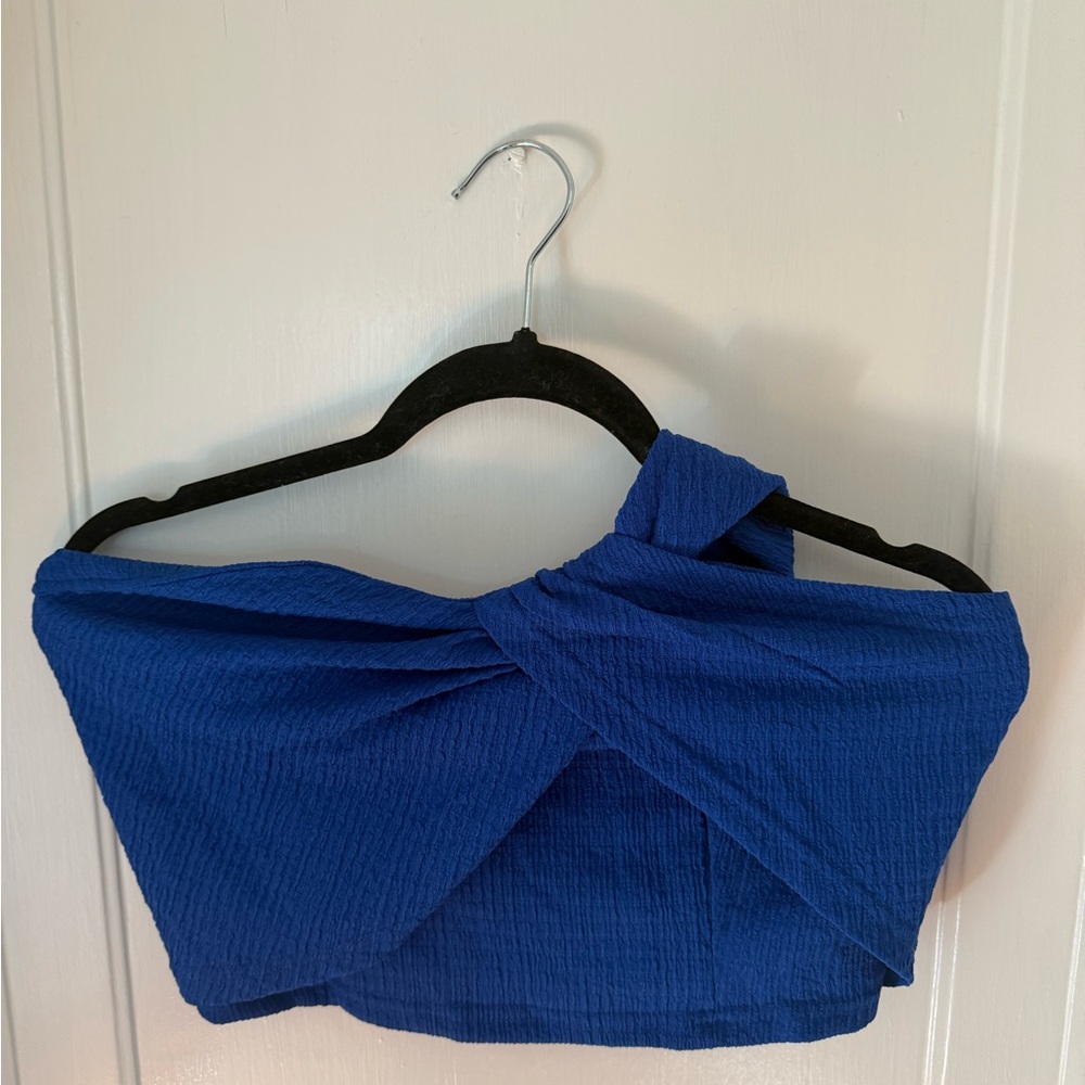 SHEIN Royal Blue Twist Front Crop Top